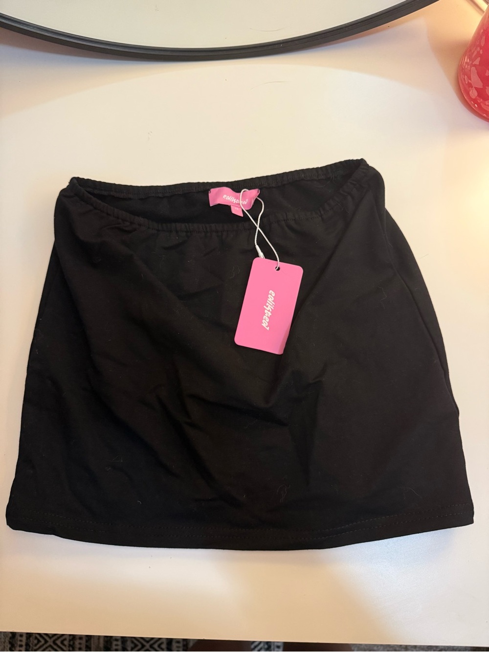 Edikted Black Mini Skirt with Pink Tags
